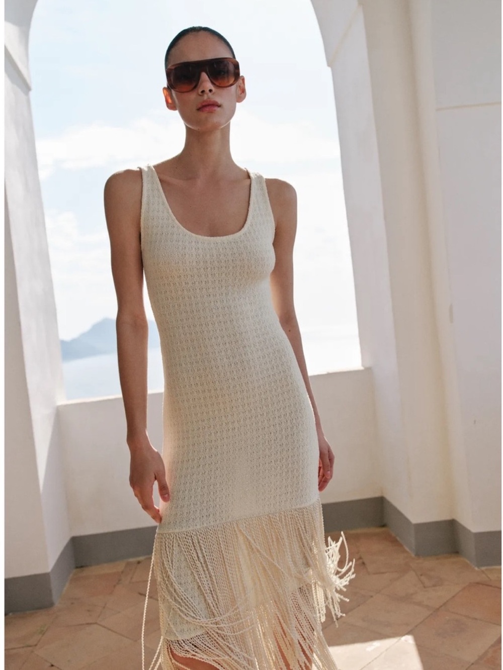 ZARA TEXTURED FRINGED DRESS - Picture 4 of 16